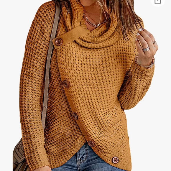 Asvivid Sweaters - NWT Golden Button Cowl Neck Sweater